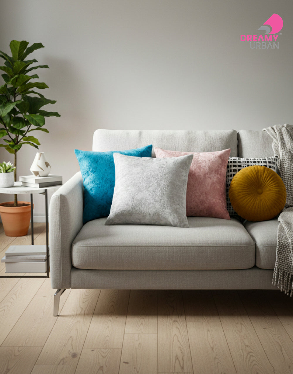 Solid Cushion Covers Set of 2, Hidden Zip