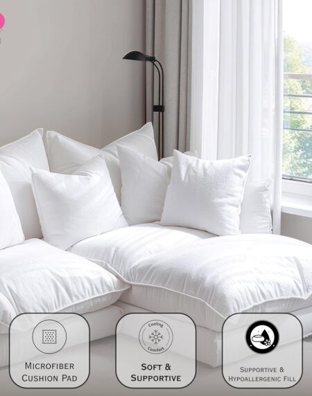 Set of 2 White Cushion Inserts for Sofa, Bed & Chairs - 12 x 15 Inch (30x38 cm)